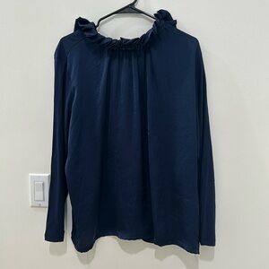 Navy blue long sleeve shirt, size petite large, banana republic factory.